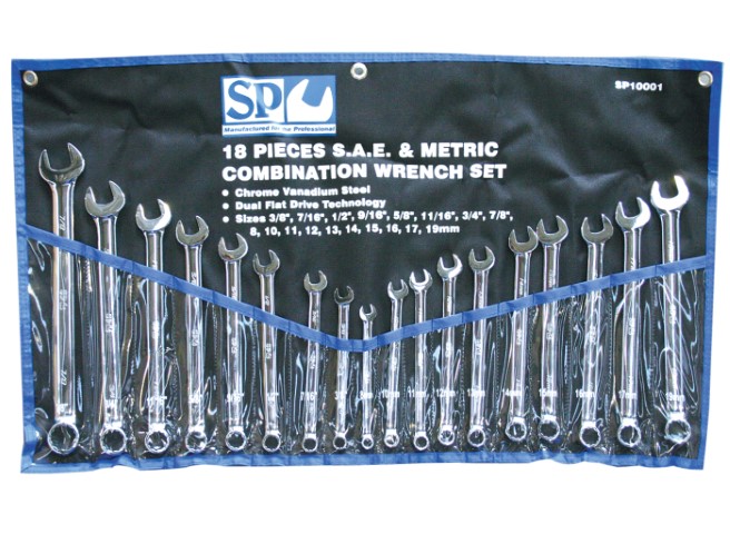 SP - 18PC METRIC/SAE COMBINATION SPANNER SET 